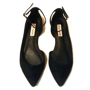 STEVE MADDEN Black Flats Ankle Strap Sz 7.5